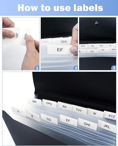 Cesil Black 7-Pocket Expanding File Folder, 33x24x3.5cm, A4, Letter, Polypropylene, Paper, 1x