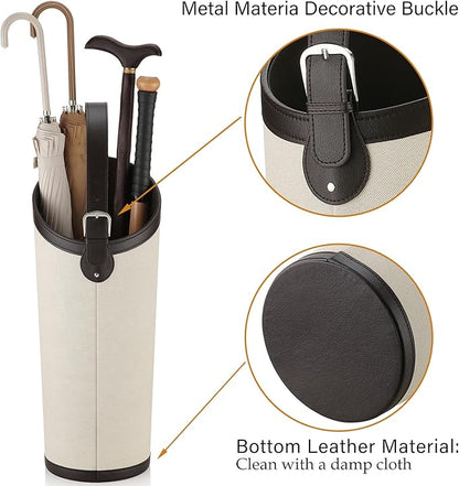 Artificial Leather Umbrella Holder Rack Hallyway Cane Stand for Entryway Large Capacity Can Storage 10 Umbrella Mid-Century Modern Stylish Umbrella Storage with Removable Drip Water Tray
