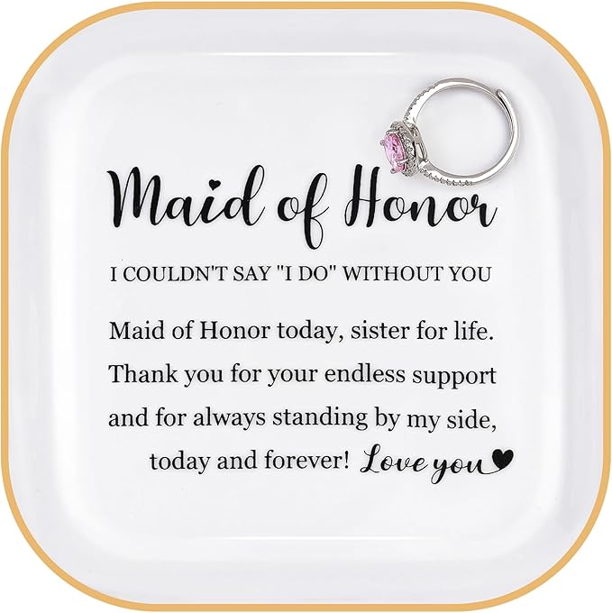 Bridesmaid Gifts Ring Dish - Maid of Honor Today, Sister for Life - Wedding Bridal Shower Bachelorette Gifts for Bridesmaid, Maid of Honor Proposal from Bride