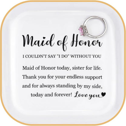 Bridesmaid Gifts Ring Dish - Maid of Honor Today, Sister for Life - Wedding Bridal Shower Bachelorette Gifts for Bridesmaid, Maid of Honor Proposal from Bride