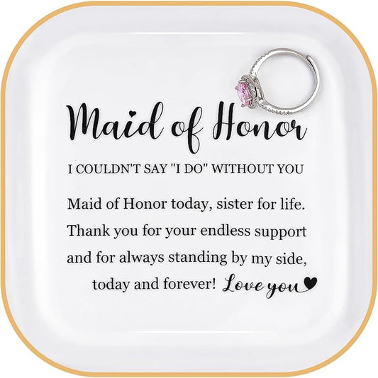 Bridesmaid Gifts Ring Dish - Maid of Honor Today, Sister for Life - Wedding Bridal Shower Bachelorette Gifts for Bridesmaid, Maid of Honor Proposal from Bride