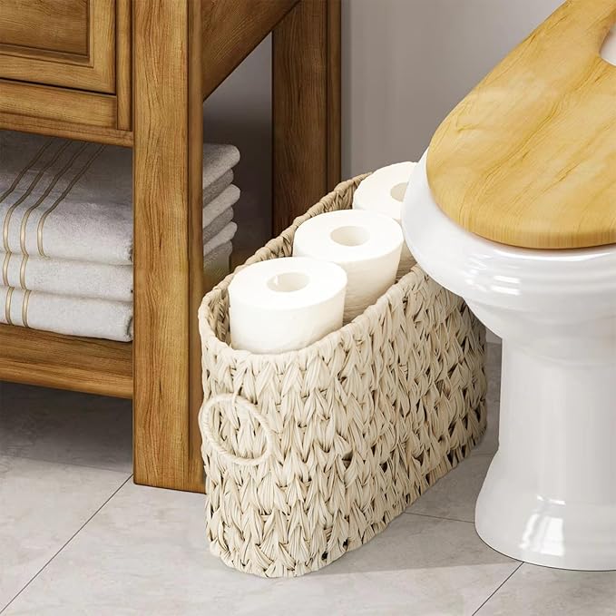 Toilet Paper Basket,Boho Decorative Toilet Paper Storage,Large Wicker Basket for Bathroom Storage,Free Standing
