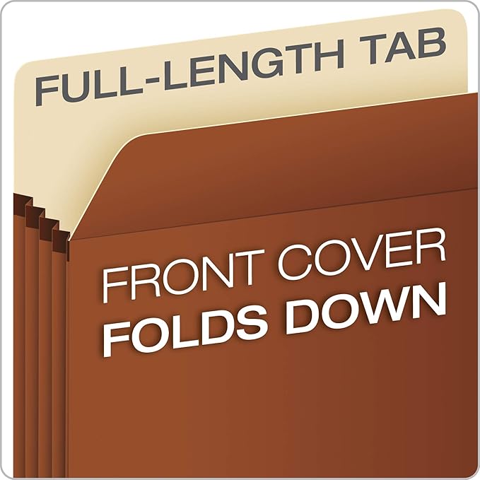 Pendaflex Expanding File Pockets,Letter Size,File Organizer for School,Home or Office,5.25" Expansion,Reinforced with Dupont™ Tyvek® Material,Letter Size,Redrope,10 Per Box (1534G-OX),(Pack of 5)