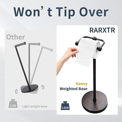 Toilet Paper Holder Stand, Post Pivoting Design Free Standing Toilet Paper Holder, SUS304 Stainless Steel Toilet Paper Roll Holder, Heavy Stable Base (Oil Rubbed Bronze)