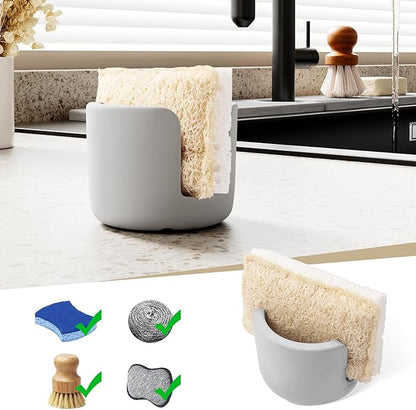 Slow Slog Diatomite Sponge Holder, Quick Dry Stone Sponge Stand for Kitchen Countertop Organizer, Diatomaceous Earth Sponge Stand, Absorbent Sponge Holder, Gray