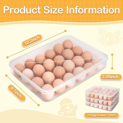 LIYYOO Deviled Egg Containers With Lid, Egg Holder For Fridge,Egg Organizer for Refrigerator,Clear Stackable Plastic Egg Carton,Egg Storage Container,Reusable Egg Tray Egg Box(3 Packs, 72 Eggs)