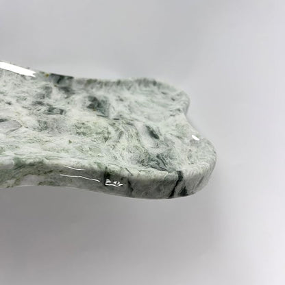 WneFu Choiziic Natural Decorative Tray, Cloud Shape, 9.8x6.1x0.62 Inches, Modern Style, Polished Finish, Bathroom Kitchen Counter Vanity Organizer with Anti-Slip Mad (Green-Marble-P)