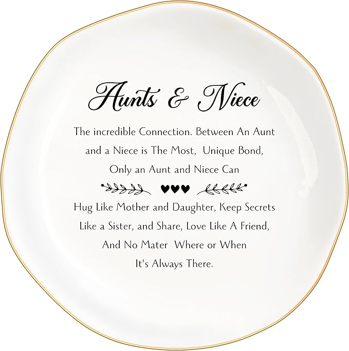 Aunt Gifts from Niece Jewelry Dish Trinket Tray, Auntie Birthday Gifts, I Love You Aunt Present for Christmas Wedding, Best Aunt Ever Gifts (White-Aunts4)