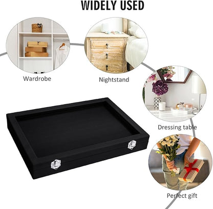 Rings Organizer Tray 100 Slot Velvet Ring Earring Storage Box TranSparent Cover Jewelry Store Ring Display Box Jewelry Display Cabinet for Girl Wife Mother