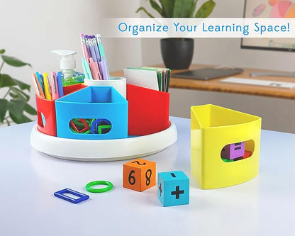Rotating Art Supply Organizer for Kids, Crayon Caddy for Kids Desk or Pencil and Marker Holder for Teachers, Classroom Arts and Crafts and Homeschool School Supplies Storage
