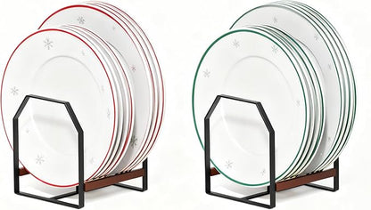 TIPSYTREE 2 Pack Small Kitchen Plate Organizer, Metal Dish Racks for Apartment, Small Family, or Countertop Use – Fits 6"–10" Plates, Black
