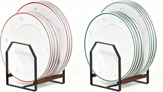 TIPSYTREE 2 Pack Small Kitchen Plate Organizer, Metal Dish Racks for Apartment, Small Family, or Countertop Use – Fits 6"–10" Plates, Black