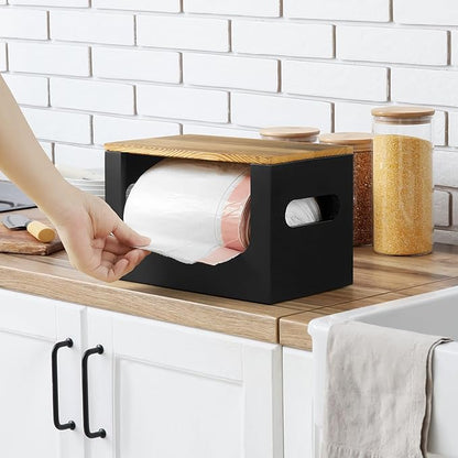 Trash Bag Dispenser,Wood Garbage Bag Dispenser,Stackable Trash Bag Holder,Under Sink for Kitchen, Pantry, Laundry Room, Cabinet Organizer and Storage