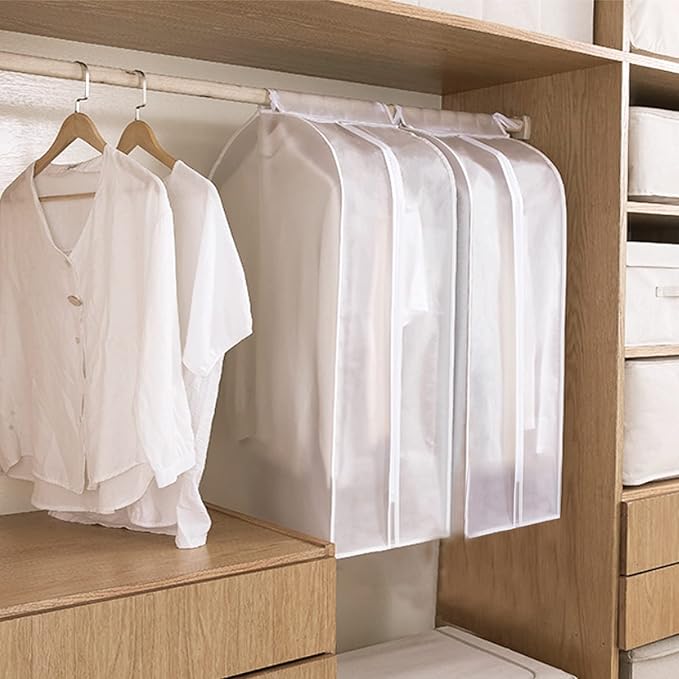 2 Pack 35 Inch Wide Garment Bags for Hanging Clothes with Zipper, Large Hanging Garment Bags for Closet Storage White, Bottom Enclosed Clothes Protectors for Hanging Clothes(35x22x20in)