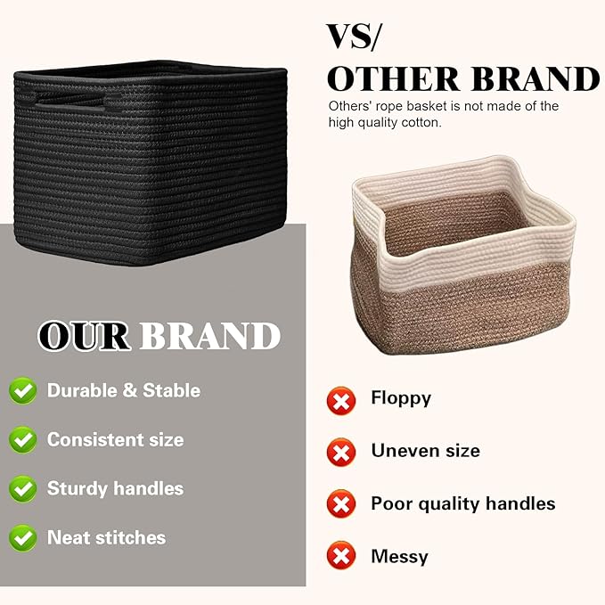 Storage Baskets for Organizing, 4 Pack Storage Baskets for Shelves, Woven Basket for Shelves, Closet Organization, Rectangle Organizer Basket Gifts Empty, 13"Lx8.7"Wx7.9"H Decorative Bins with Handles