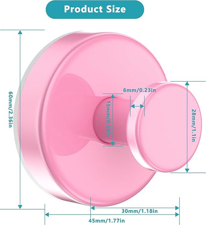 Suction Cup Hooks for Shower,Removable No Drill Towel Hooks,Upgraded 15 lbs Strong Suction hooks for Bathroom Tile,Shower Wall,Glass Door,Kitchen-Loofah,Coat,Stainless Waterproof-Pink 4 Pcs