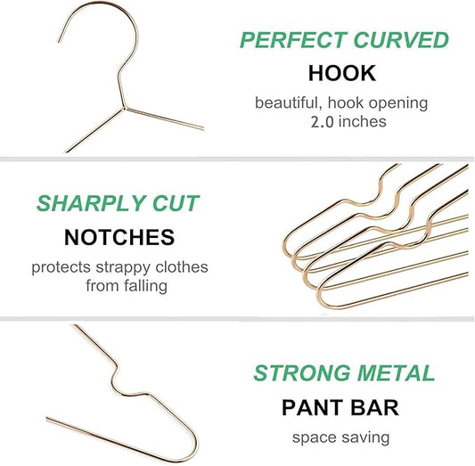 Amber Home 20Pack 12" Rose Gold Kids Baby Hangers, Strong Metal Children Clothes Hangers for Closet, Space Saving Infant Hanger for Toddler Coats Pants (Rose Gold, 20)