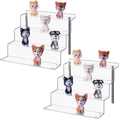 LileZbox Acrylic Display Risers Shelf for Pops Figures, Clear 4-Step Display Stand for Display Or Collection( 12 X 9 in) (large-2 pack)