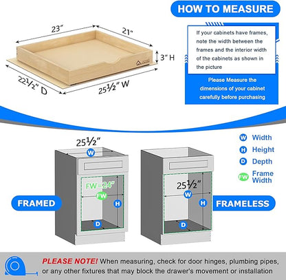 WelFurGeer Soft Close Pull Out Drawers for Cabinets, 23" W x 21" D Pull Out Cabinet Drawer with Heavy Duty Slides, Pull Out Cabinet Organizer, Cabinet Pull Out Shelves, Pull-Out Home Organizers