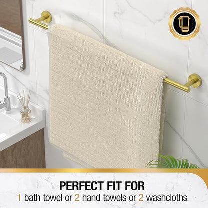 HITSLAM Gold 31.6 Inch Towel Bar for Bathroom, SUS304 Stainless Steel Bathroom Towel Rack Wall Mounted, Modern Home Decor Bath Towel Holder with Hardware Accessories