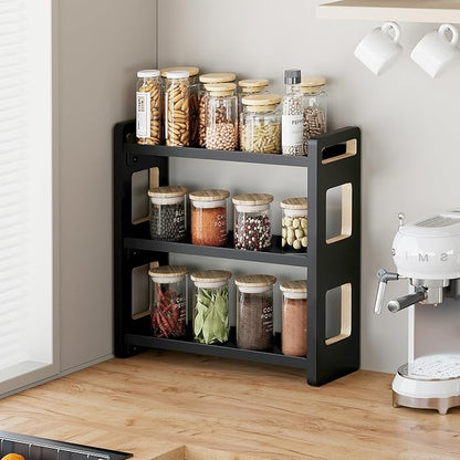 UJQSUN Bathroom Counter Organizer,Bathroom Counter Shelf,Bathroom Organizers,Under Sink Organizer,Cologne Organizer For Men,Cologne Cabinet,Spice Rack Organizer for Cabinet,Gifts(Black 3 Tier)