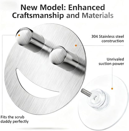 Yoshiky Stainless Steel Smiley Face Dish Sponge Holder, Silver Sink Caddy Organizer Storage with Suction Cup for Kitchen, Kitchen Sink Accessories Decor Scrubber Holder with Gift Box