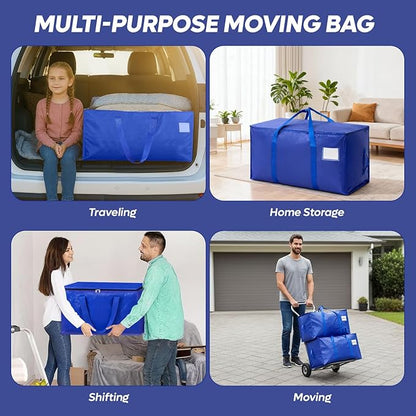10 Pack Extra Large Moving Bags with Strong Zipper & Handles - Heavy Duty Clothes Storage Tote Bins - Moving Boxes for Space Saving, College Supplies