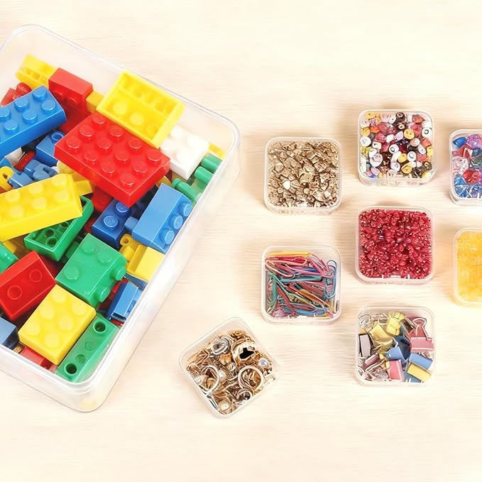Bead Organizer Box,Jewelry Organizers and Storage, 30-Piece Small Storage Containers Set with Hinged Lids and Labels
