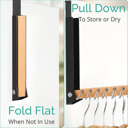 Over The Door Coat Rack: Portable Folding Travel-Friendly Over The Door Clothes Hanger and Laundry Hanger, Ideal for Compact Spaces and On-The-Go Use - 2PCS (Black)