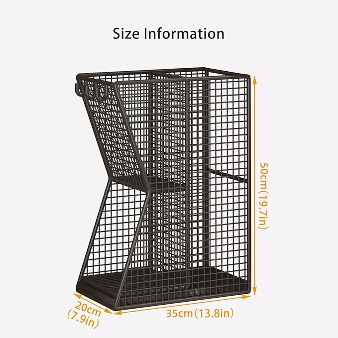 Commercial Metal Umbrella Stand Indoor Large-Capacity Entrance Umbrella Storage Rack with Removable Drip Tray Indoor Hotel Corridor Entrance Metal Stand Rack for Hotel,Offices(White)