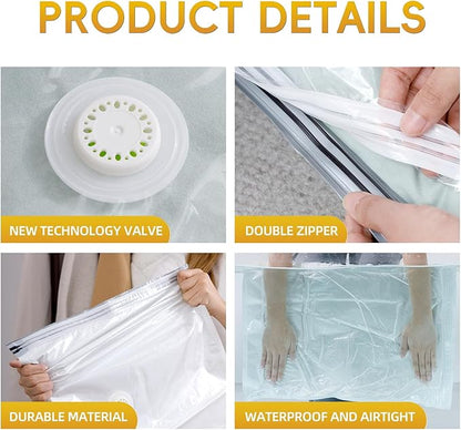 MoJoTools Large Vacuum Storage Bags with Electric Pump – 10 Pack（56×80 cm / 22×31.5 in) Space Saver Bags for Bedding, Comforters, Blankets, Clothes, Pillows, Jackets, Coats – Home Organization
