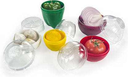 Magicaleast 5PCS Fruit and Vegetable Shaped Savers Storage Onion Tomato Lemon Green Pepper and Garlic Containers for Fridge Vegetable Crisper Makes Food Stays Fresh Longer