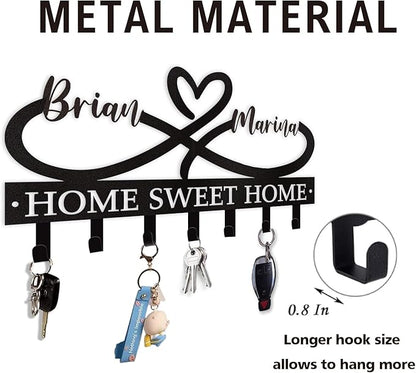 Personalized Couple's Name Key Rack, Wall Mounted Metal Key Holder for Housewarming Gifts,ignent Bedding