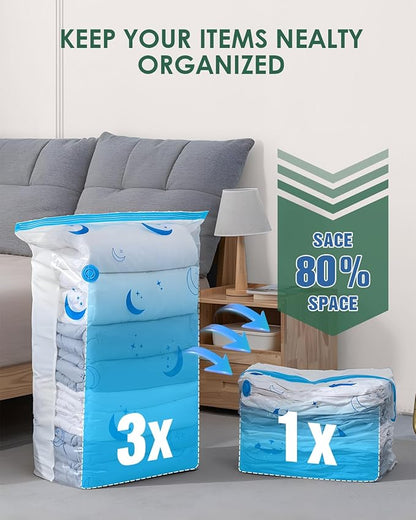 Vacuum Storage Bags with Electric Pump, 12 Pack Vacuum Sealed Bag with 1500mAh Rechargeable Battery for Clothes, Blanket, Duvets, Pillows, Comforters, Travel