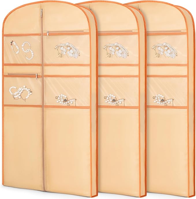 43" Garment Bag for Travel for Hanging Clothes Storage Hanging Suit Cover with Zipper and Accessory Storage for Coats, Dresses, Suits