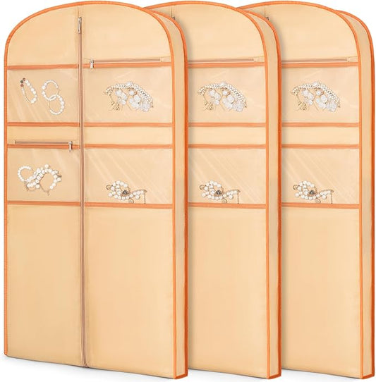 43" Garment Bag for Travel for Hanging Clothes Storage Hanging Suit Cover with Zipper and Accessory Storage for Coats, Dresses, Suits