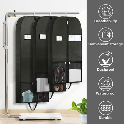 Folding Garment Bag for Travel, Clothing Storage Bags for Hanging Clothes, Large Heavy Duty Zippered Garment Bags for Travel, Closet Storage & Moving