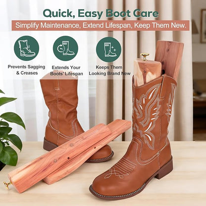 Cedar Boot Tree Shaft Shaper, Tall Boot Inserts Shape Holders,Cedar Cowboy Boots Tree for Men & Women