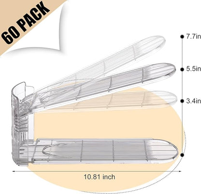 Clear Shoe Slots Organizer with Adjustable Height, Acrylic Closet Stacker Display, Storage Shoe Rack Organizer, Double Layer Holders for Shelf Wardrobe Space Saving(Clear,60 Pack)
