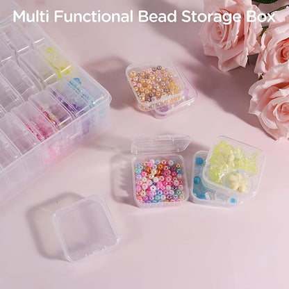 30Pack Bead Organizer Box With Hinged Lid - Clear Bead Storage Containers for Organizing DIY Jewelry Craft and Bracelet Making - Mini Plastic Bead Box (30Pack 2.15 X 2.15 X 0.8inch)