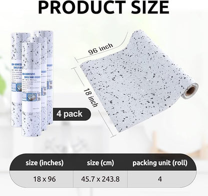 RAY STAR 18X96 Inch Shelf Liner for Kitchen Cabinets, Non-Adhesive Cabinet Liner Washable, PVC Drawer Liner for Dresser Non-Slip Bathroom (Stone)(4 Roll)