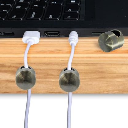 8 Sets Charger Holders for Cords, Antique Copper Color Adjustable Cable Anchor Holders, Adhesive Metal Cord Clips, Cable Management Wire Organizers for Desk, Office, Nightstand