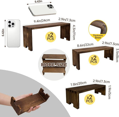 2 Set Large Display Riser Wood Risers Wooden Cupcake Display Stand 3Tiered 6Pcs Racks Perfume Display Dessert Food Stands for Vendors Event Party