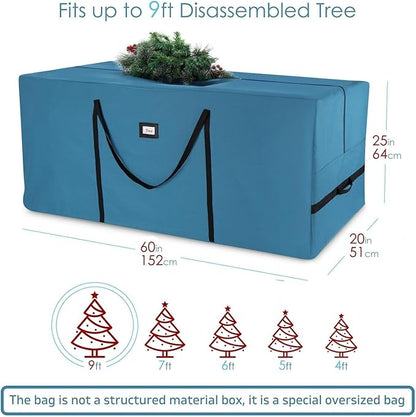 Hearth & Harbor 9 ft Rolling Christmas Tree Storage Bag - Artificial Christmas Tree Bag with Reinforced Handles, Dual Zipper, Wide Opening and Wheels - Storage Container for Trees and Decorations