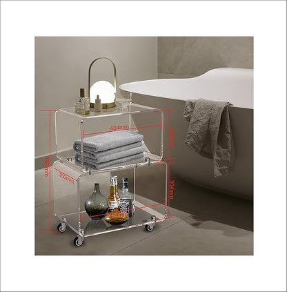 2119 Rolling Utility Cart Tower Rack for Kitchen Bathroom Laundry Dining Room Places,Acrylic Mobile Storage Cart On Wheels