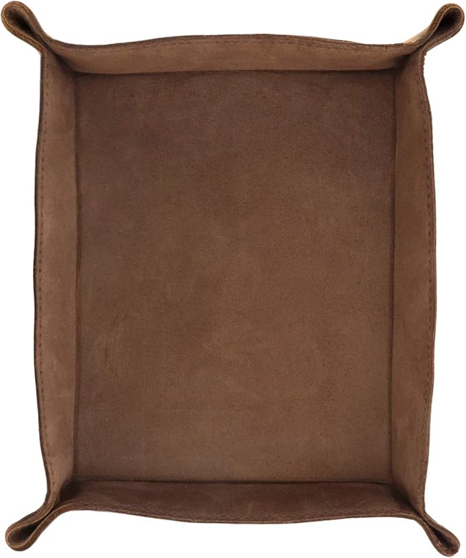 Londo Genuine Leather Tray Organizer - Practical Lightweight Water Resistant Computer Table Desk Storage Box for Wallets, Watches, Keys, Coins, Cell Phones and Office Equipment