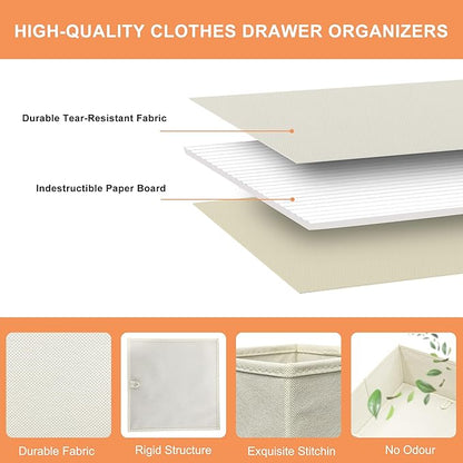 Clothes Organizer, Storage Drawer, 12 Piece Fabric Drawer Organizer Foldable Wardrobe Divider for Clothing, Underwear, Socks, Bra and Scarf, Home Storage Box in Drawers and Closet