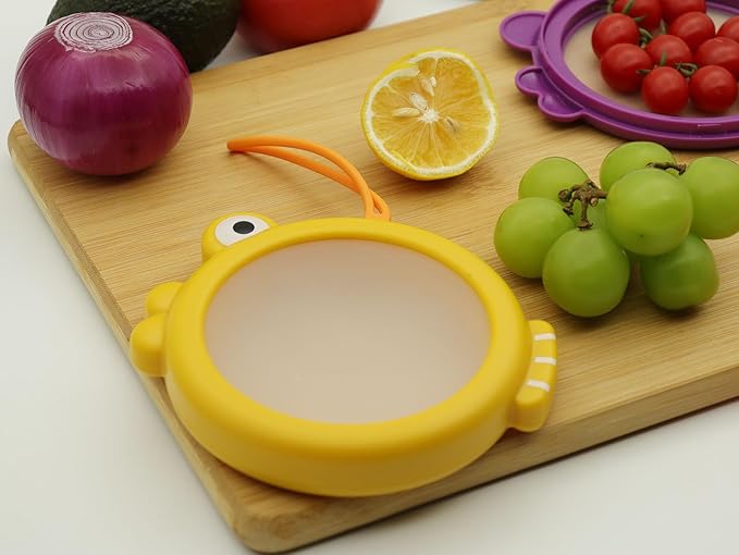 Kirynd Onion storage and Avocado Saver,Set of 4 Double-Sided Silicone Fruit Keeper Containers for Fridge,Tomatos Holder,Lemons,Garlic,and Potatoes