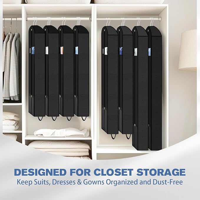 Folding Garment Bag for Travel, Clothing Storage Bags for Hanging Clothes, Large Heavy Duty Zippered Garment Bags for Travel, Closet Storage & Moving