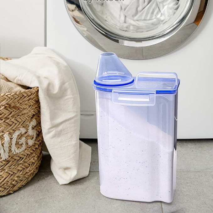 Laundry Powder Storage Container Organizer, 2L Portable Multipurpose Laundry Soap Dispenser for Home, Bathroom, Dorm